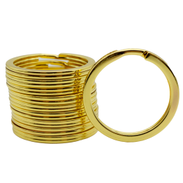 Reskey 10 Stück Schlüsselring Gold Flach 30mm