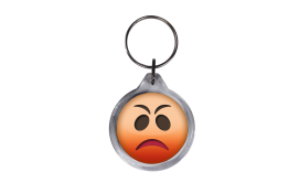 ResKey Schlüsselanhänger rund Emoji Emoticon Smiley Emojis beidseitig bedruckt Schmollen