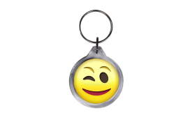 ResKey Schlüsselanhänger rund Emoji Emoticon Smiley Emojis beidseitig bedruckt Zwinker