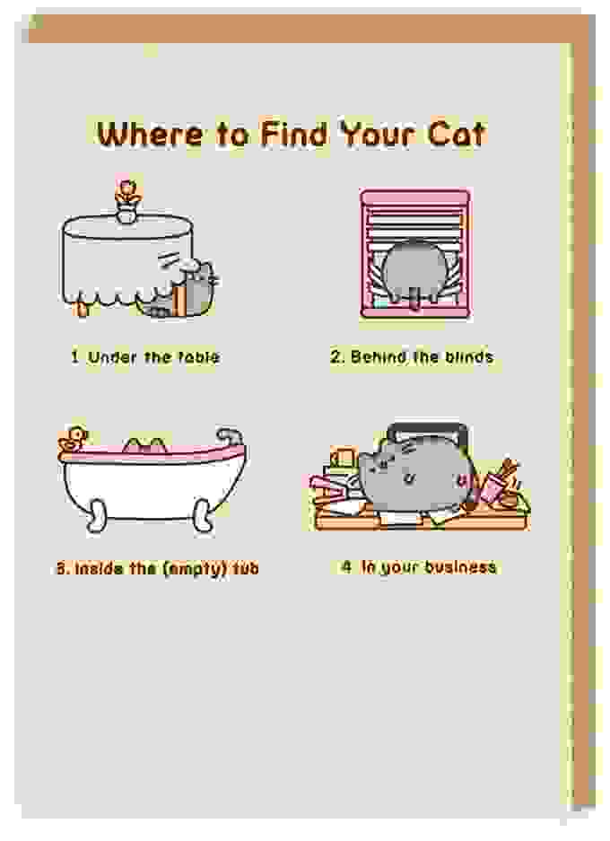 Where To Find Your Cat Pusheen Grußkarte