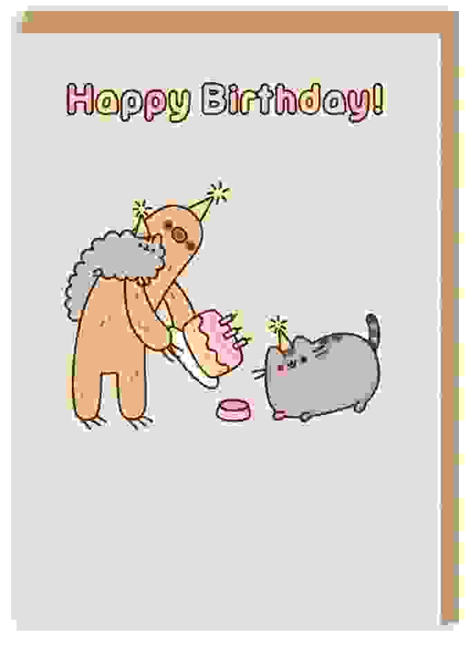 Happy Birthday Sloth Pusheen Grußkarte