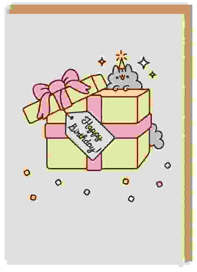 Happy Birthday Present With Tag Pusheen Grußkarte