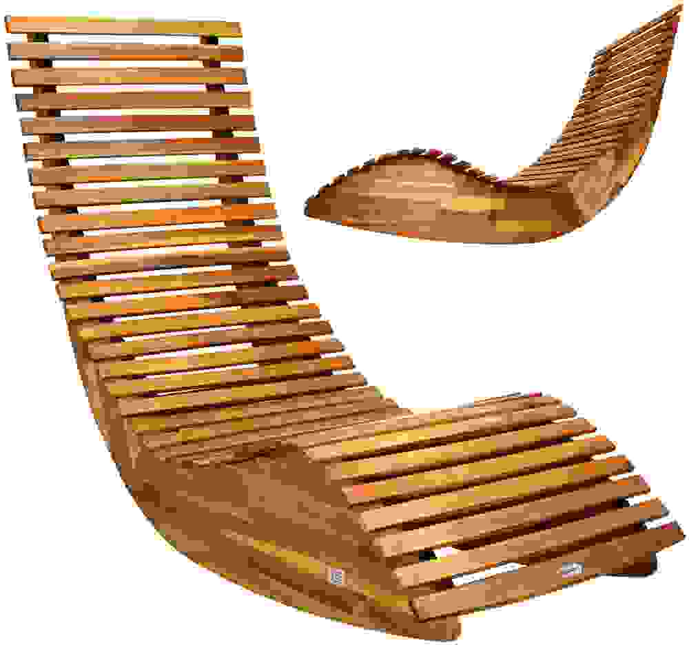 Casa Ergonomische komfortabel Schaukelstuhl Sonnenliege für Garten - Akazienholz FSC zertifiziert - 2 STÜCKE - 150x60x93cm