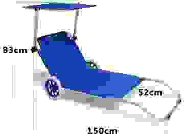 Casaria Lounger Mobile Kreta Blau Aluminium mit 2 Rädern