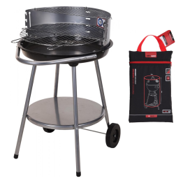 BBQ-Grill auf Rädern - Ø 51,5 cm - Edelstahl - Schwarz Inkl.