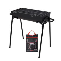 BBQ Holzkohlegrill auf Beinen - 88cm - Grillfläche 60x29 cm - Schwarz Inkl.