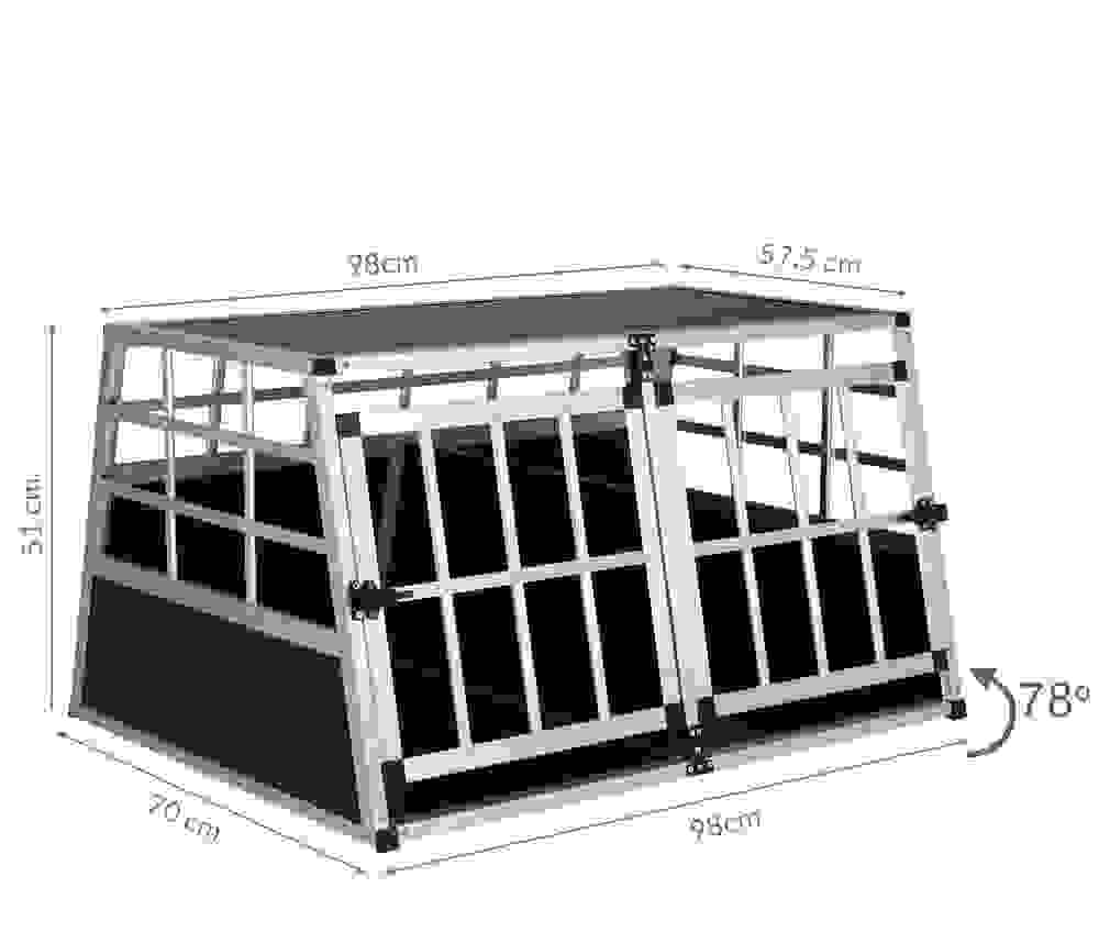 Cadoca Hundetransportbox XL 89x70x51cm Aluminium