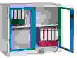 CP Stahlschrank 8821-055/1050-80 lichtgrau, lichtblau, Acrylglas 93,0 x 50,0 x 100,0 cm, aufgebaut