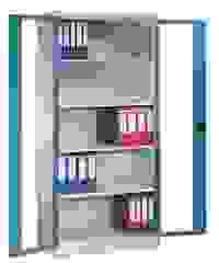 CP Stahlschrank 8920-055/1040-80 lichtgrau, lichtblau, Acrylglas 93,0 x 40,0 x 195,0 cm, aufgebaut