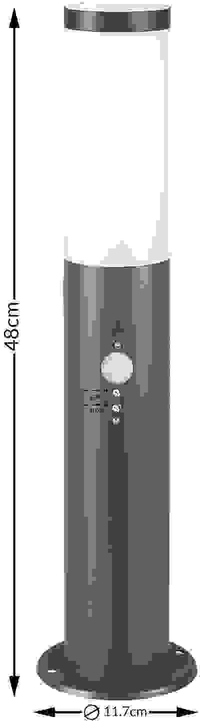 DBA Außenbeleuchtung - Wandleuchte - Außenbeleuchtung - Edelstahl - Mit Sensor -48 x 12 cm - Anthrazit