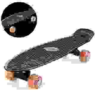 Deuba Skateboard mit LED Lichtern - Schwarz & Orange - 57 cm