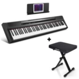 Donner DEP-10 Digital Piano Keyboard 88 Tasten Halbgewichteten - Piano + X-Förmig Klavierhocker