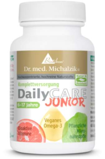 Dr. med. Michalzik´s DailyCare JUNIOR | Bioaktive Vitamine + veganes Omeag-3 + Spurenelemente für Kinder | 60 Kapseln