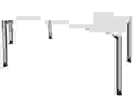 fm fastline Schreibtisch weiß Bogenform, 4-Fuß-Gestell silber 220,0 x 80,0 cm