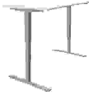 fm Sidney elektrisch höhenverstellbarer Schreibtisch weiß rechteckig, T-Fuß-Gestell silber 160,0 x 80,0 cm