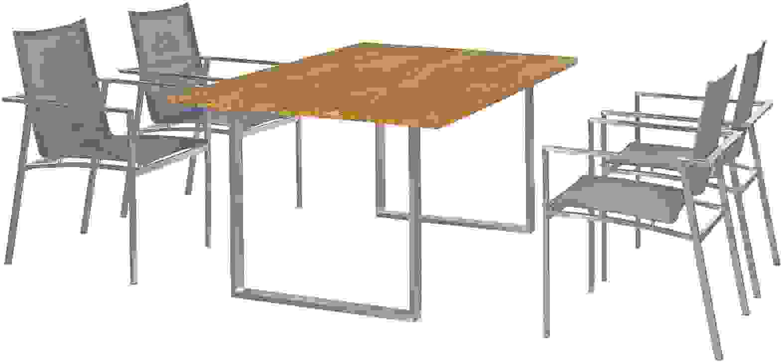 Garten-Sitzgruppe Monza 5-tlg. Teakholz Edelstahl