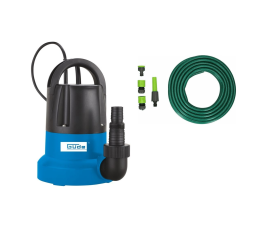 Güde Flachabsaugpumpe GFS401S - 400W - 7000 L/h Inklusive 15 m Gartenschlauch mit Düse und Armaturen