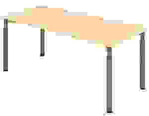 HAMMERBACHER Mirakel höhenverstellbarer Schreibtisch ahorn rechteckig, 4-Fuß-Gestell grau 180,0 x 80,0 cm