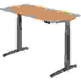 HAMMERBACHER XBHM16 elektrisch höhenverstellbarer Schreibtisch asteiche rechteckig, C-Fuß-Gestell grau 160,0 x 80,0 cm