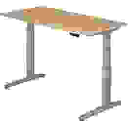 HAMMERBACHER XBHM16 elektrisch höhenverstellbarer Schreibtisch eiche rechteckig, C-Fuß-Gestell silber 160,0 x 80,0 cm