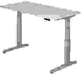 HAMMERBACHER XBHM16 elektrisch höhenverstellbarer Schreibtisch lichtgrau rechteckig, C-Fuß-Gestell silber 160,0 x 80,0 cm