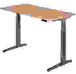 HAMMERBACHER XBHM16 elektrisch höhenverstellbarer Schreibtisch nussbaum rechteckig, C-Fuß-Gestell grau 160,0 x 80,0 cm