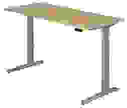 HAMMERBACHER XBHM19 elektrisch höhenverstellbarer Schreibtisch eiche rechteckig, C-Fuß-Gestell silber 180,0 x 80,0 cm