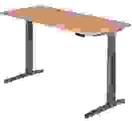 HAMMERBACHER XBHM19 elektrisch höhenverstellbarer Schreibtisch nussbaum rechteckig, C-Fuß-Gestell grau 180,0 x 80,0 cm