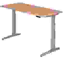 HAMMERBACHER XBHM19 elektrisch höhenverstellbarer Schreibtisch nussbaum rechteckig, C-Fuß-Gestell silber 180,0 x 80,0 cm