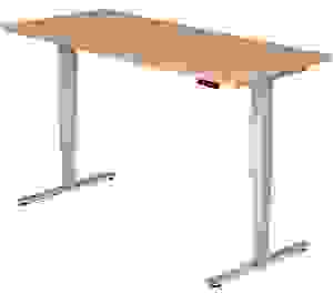 HAMMERBACHER XDSM19 elektrisch höhenverstellbarer Schreibtisch nussbaum rechteckig, T-Fuß-Gestell silber 180,0 x 80,0 cm