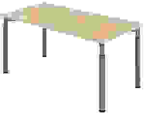 HAMMERBACHER YS16 höhenverstellbarer Schreibtisch eiche rechteckig, 4-Fuß-Gestell grau 160,0 x 80,0 cm