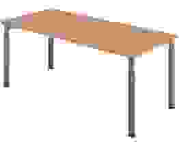 HAMMERBACHER YS19 höhenverstellbarer Schreibtisch nussbaum rechteckig, 4-Fuß-Gestell grau 180,0 x 80,0 cm