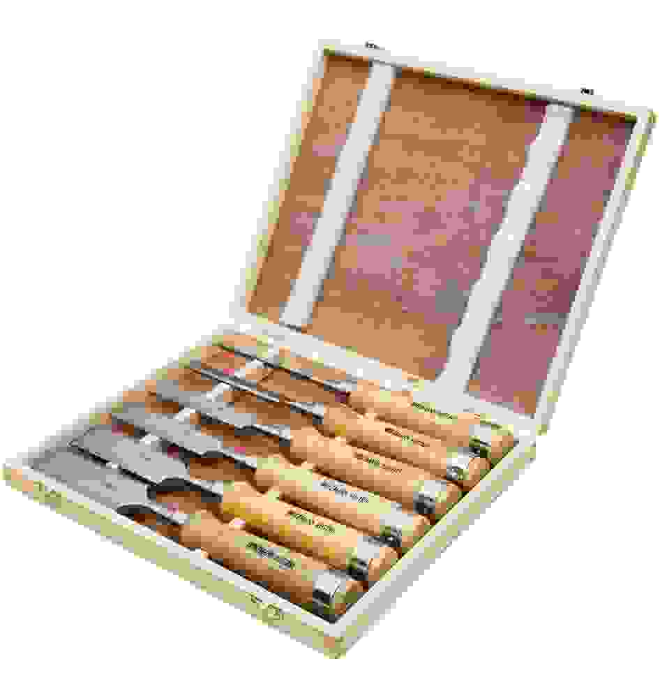 Holzmann Profi-Holzmeißel-Set 6-teilig - HSS-Qualität - 6 bis 38 mm - im Holzetui