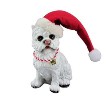 Hunde mit Weihnachtsmannmütze 14cm SET aus 4 Stück - Weihnachtsfiguren