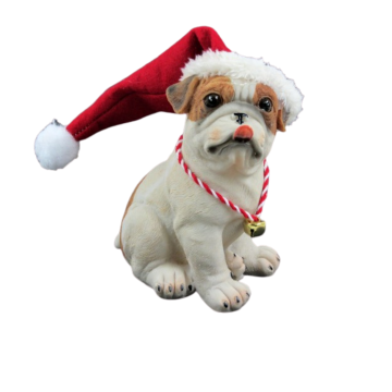 Hunde mit Weihnachtsmannmütze 14cm SET aus 4 Stück - Weihnachtsfiguren