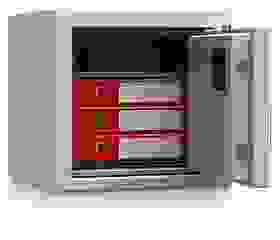 ISS Tresor Düsseldorf Mettmann II Sicherheitsstufe S2 nach EN14450 mit Feuerschutz lichtgrau 49,5 x 47,2 x 47,5 cm
