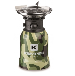 Kemper Edelstahl tragbare Camping-Gaskocher mit Piezo-Zündung - 1 Brenner - camo