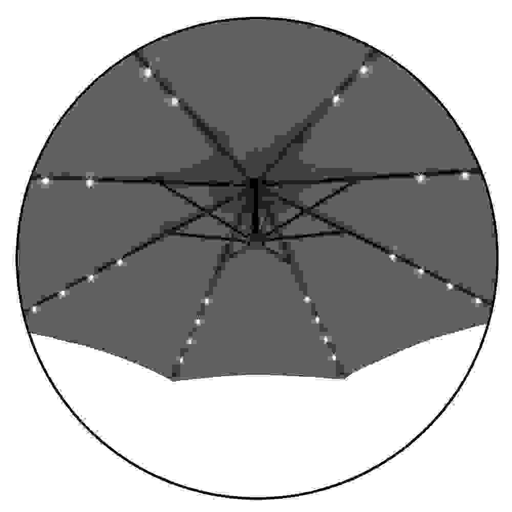 Kinsle Sonnenschirm Mali mit LED-Beleuchtung kippbar anthrazit - Ø 3.3m