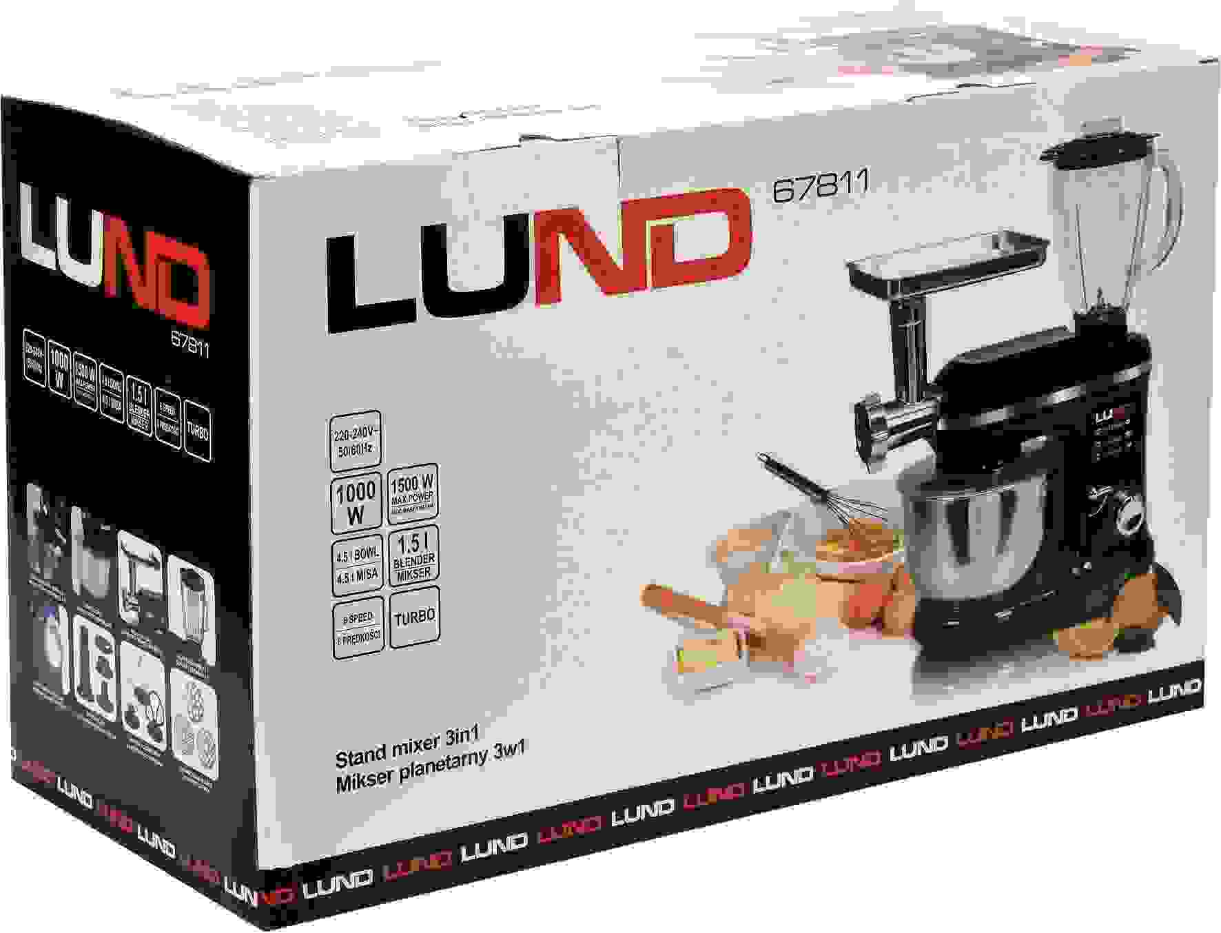 LUND Küchenmaschine 3in1 - 1000W - 240V - 6 Geschwindigkeiten und Turbofunktion