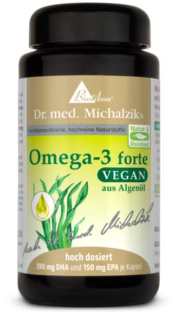 Omega-3 forte vegan | DHA und EPA hoch dosiert | 60 Kapeln | Dr. med Michalzik