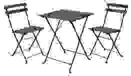 Pro Garden Bistro Set 3-teilig - 71x55x54 cm - Holz Dunkelbraun/Schwarz Metall