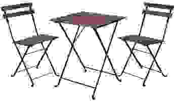 Pro Garden Bistro Set 3-teilig - 71x55x54 cm - Holz Dunkelbraun/Schwarz Metall