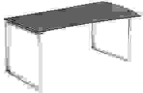 röhr Imperia höhenverstellbarer Schreibtisch quarzit Trapezform, Kufen-Gestell silber 180,0 x 80,0/100,0 cm