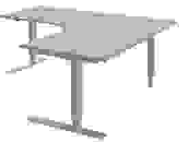 röhr Techno elektrisch höhenverstellbarer Schreibtisch hellgrau L-Form, C-Fuß-Gestell alu 180,0 x 80,0/100,0 cm