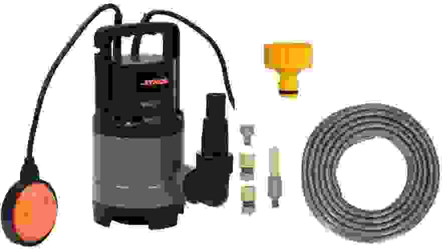 STHOR Tauchpumpe - 400W - 8.000 l/h MIT 15-Meter-Gartenschlauch inkl. Sprinkler und Armaturen UND Ventil 1".