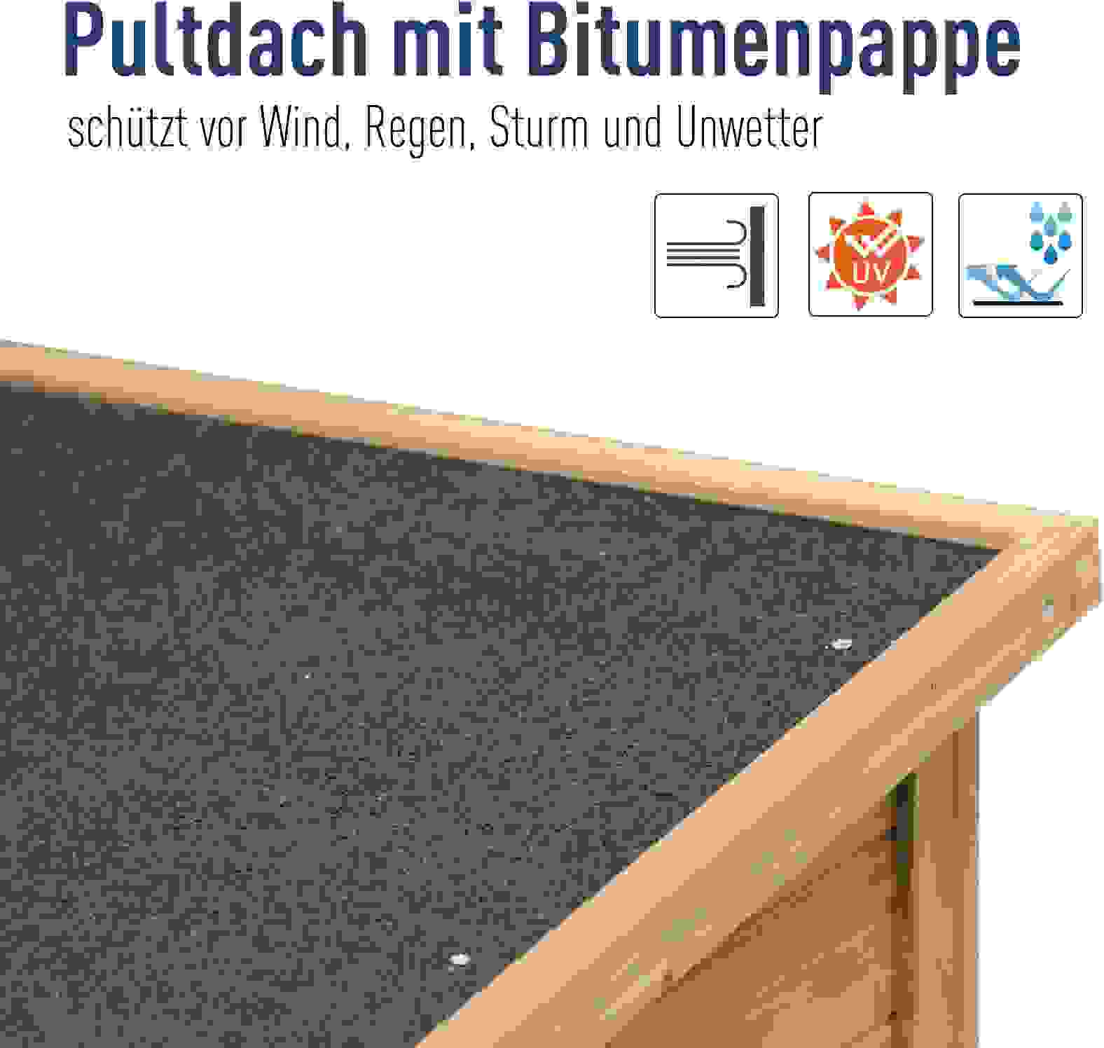 Sunny Gartenschrank aus Holz mit Fensterläden Bitumen 87 x 46,5 x 96,5 cm