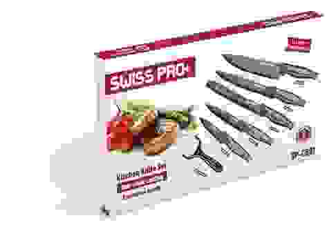 Swiss Pro+ Küchenmesser Set - 6-teilig - Carbon - Schwarz