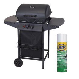 Vaggan 2-Brenner Gasgrill auf Rädern mit FREE ZEP BBQ Cleaner - Edelstahl - Schwarz - 100x97x55cm - 500 ml