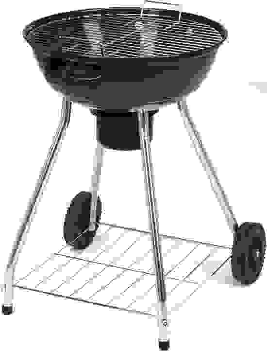 Vargan Holzkohlegrill auf Rädern Ø47cm - Barbecue Rund - Schwarz Metall