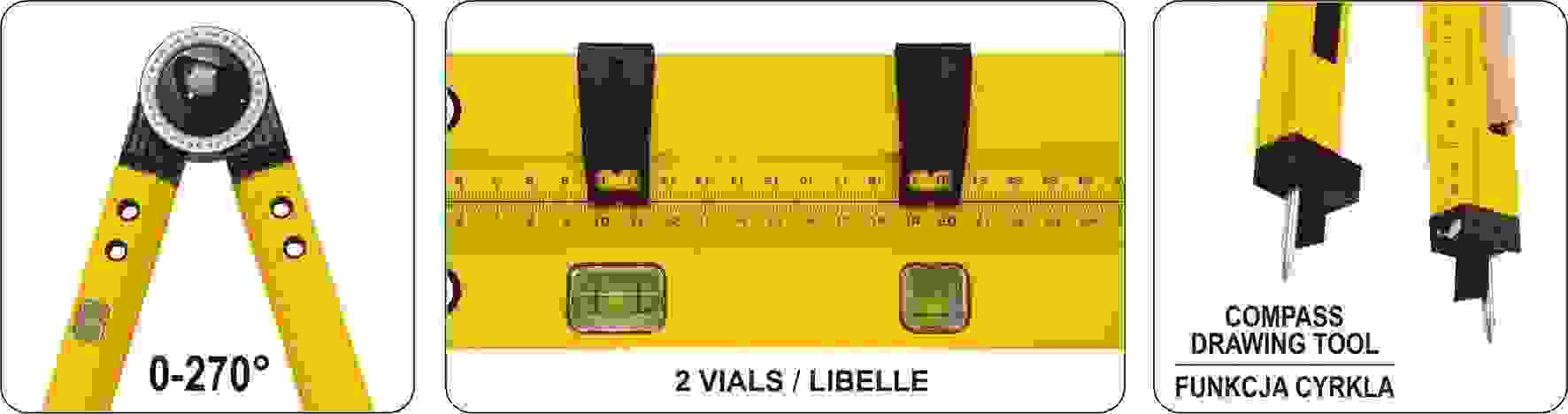 VOREL Winkelmesser / Goniometer - 500 mm - 270 °